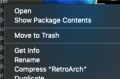 1. Right-click the RetroArch icon on the desktop and then select Show Package Contents.